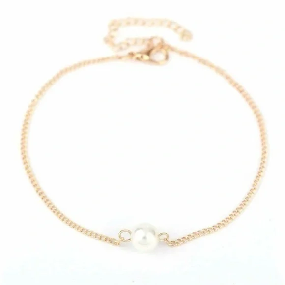 Golden Anklet Faux Pearl